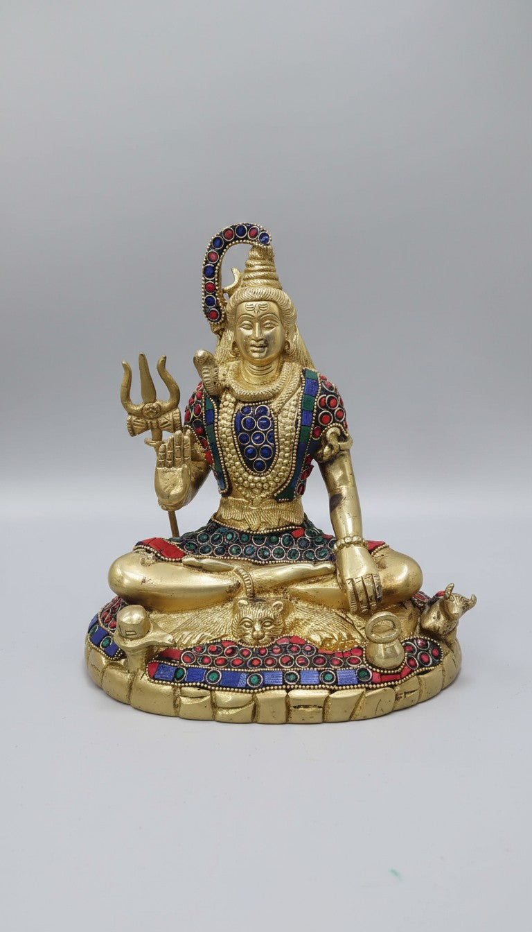 brass with stonework shiva idol for home temple/ gift item